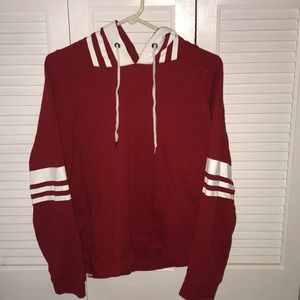 Red varsity sweatshirt